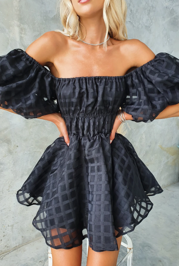 Evie – Robe mini à manches bouffantes