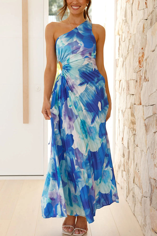 Déjà – Robe maxi à une épaule fleurie