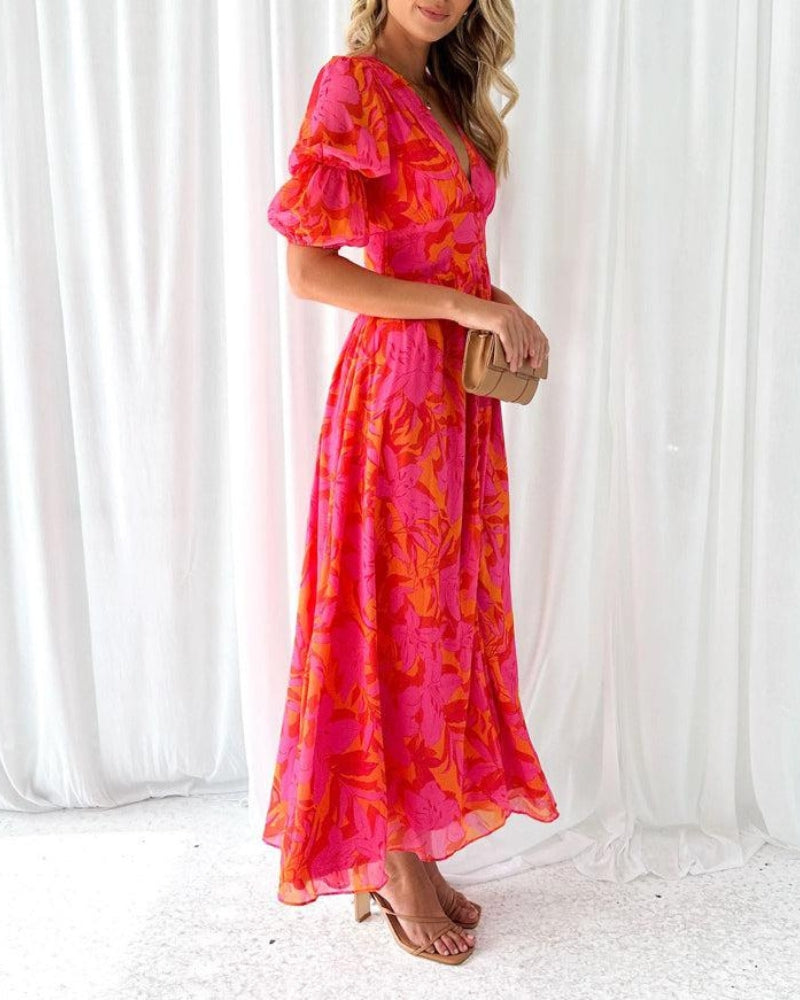 Doriana - Robe rose maxi