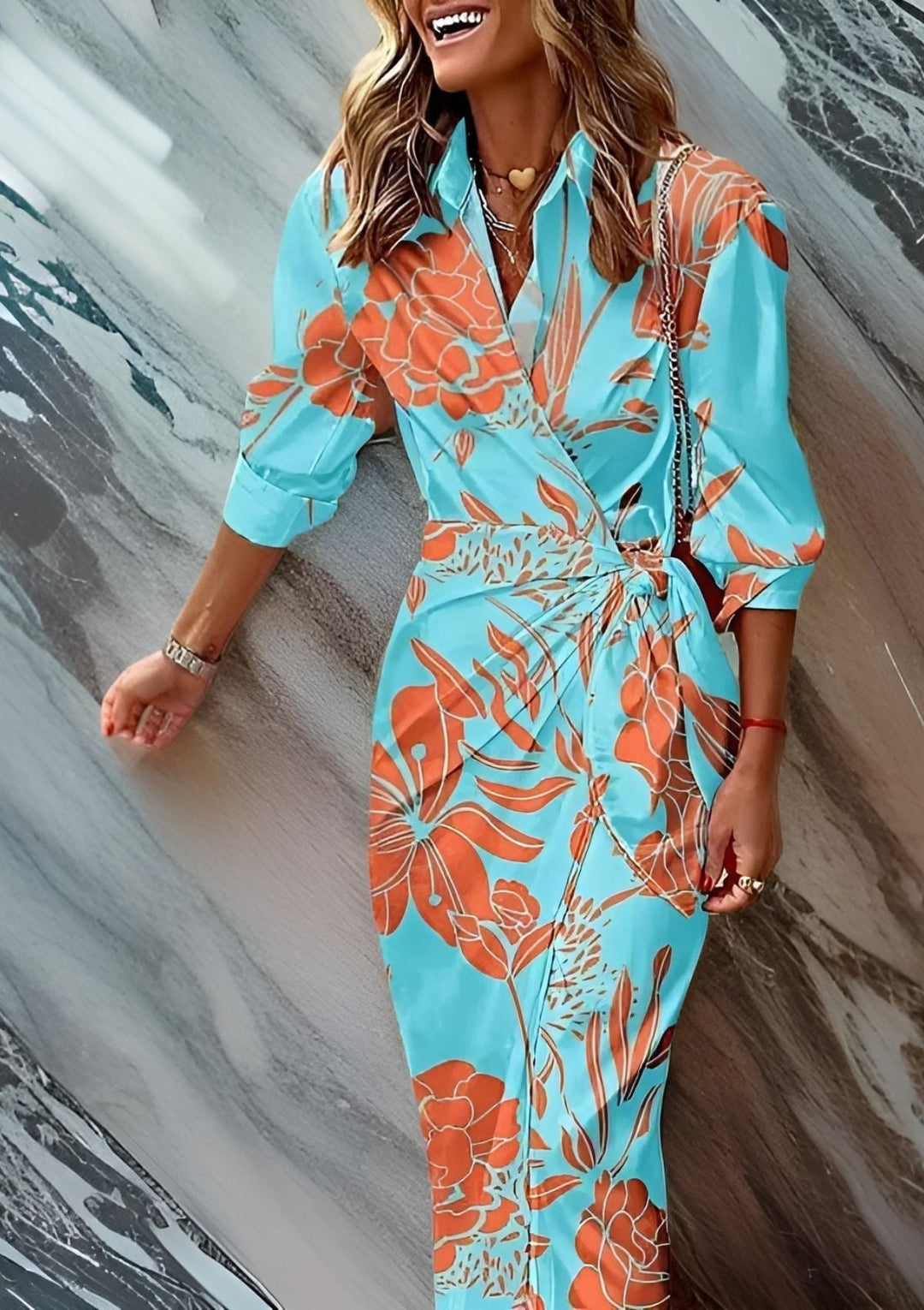 Lore - Robe chemise cintrée avec imprimé