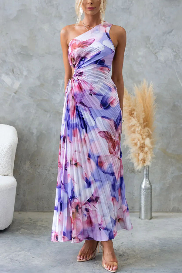 Déjà – Robe maxi à une épaule fleurie